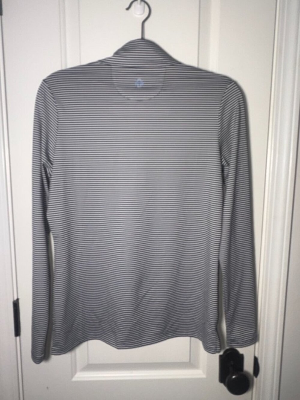 Women's Long-Sleeve Striped Quarter-Zip Performance Top - Black & White - Picture 3 of 11